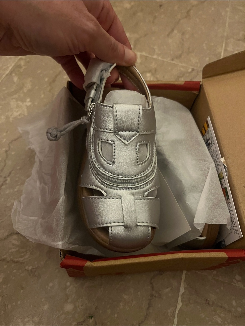 Billy Sandal Toddler Girl Silver Closed Toe Sandals with Adjustable Strap 8